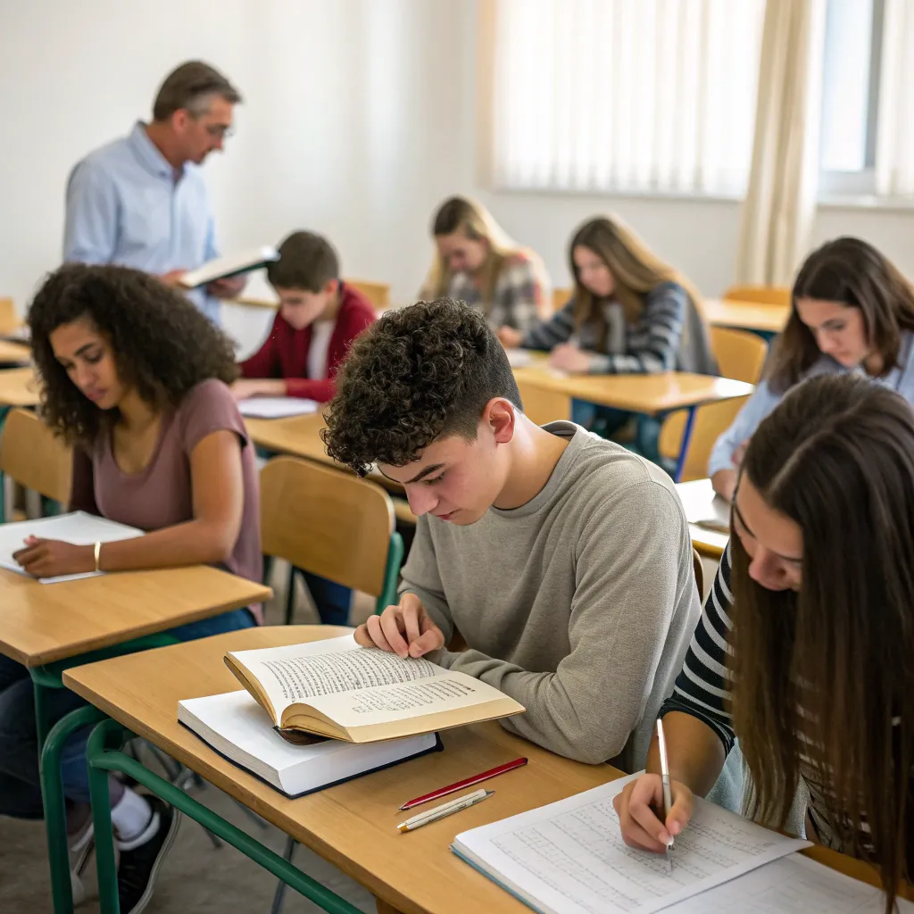 Students engaged in a language class session
